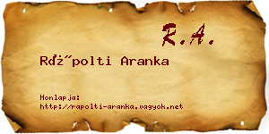 Rápolti Aranka névjegykártya